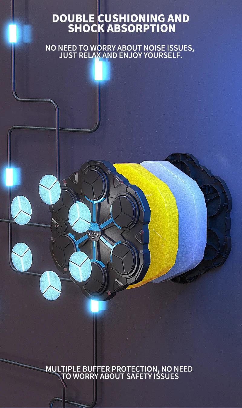 Smart Music Boxing Trainer - Wall-Mounted Electronic Strike Target for Home Indoor Training & Reaction Development