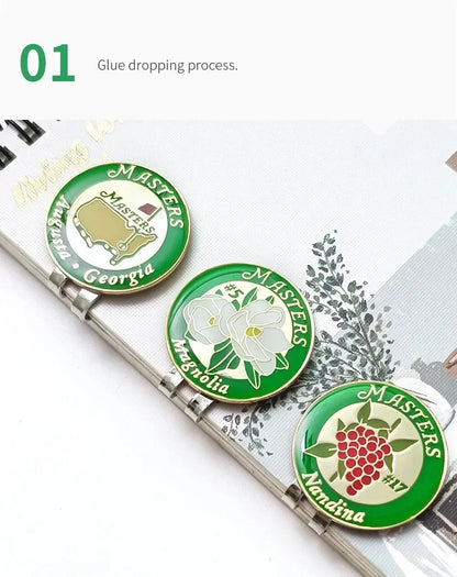 Magnetic Golf Ball Marker with Hat Clip - US Map White Flower Design Training Aid Gift for Kids Boys Girls Golfers