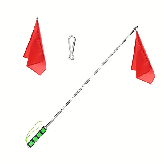 Retractable Horse Training System - Heavy-Duty Telescopic Pole with Quick-Release Hook and Red/White Flag - Portable Equipment for Dressage, Show Jumping, and Cross-Country - Beginner-Friendly