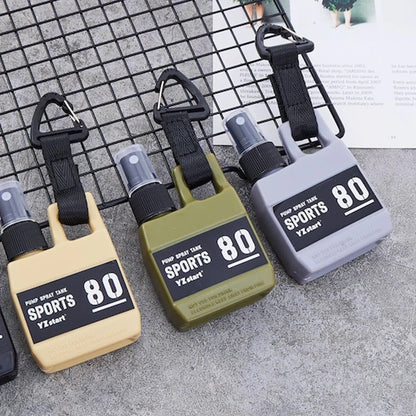 Portable 80ml Spray Bottle - Outdoor Cosmetic Container for Alcohol & Perfume with Backpack Hook - Camping Hiking Gadget