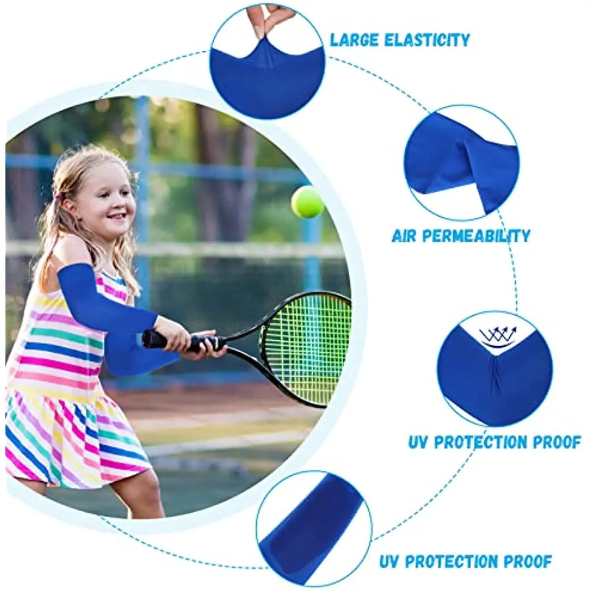 Kids UV Protection Arm Sleeves - Ice Silk Cooling Compression Sleeves for Boys & Girls Outdoor Sports (1 Pair)