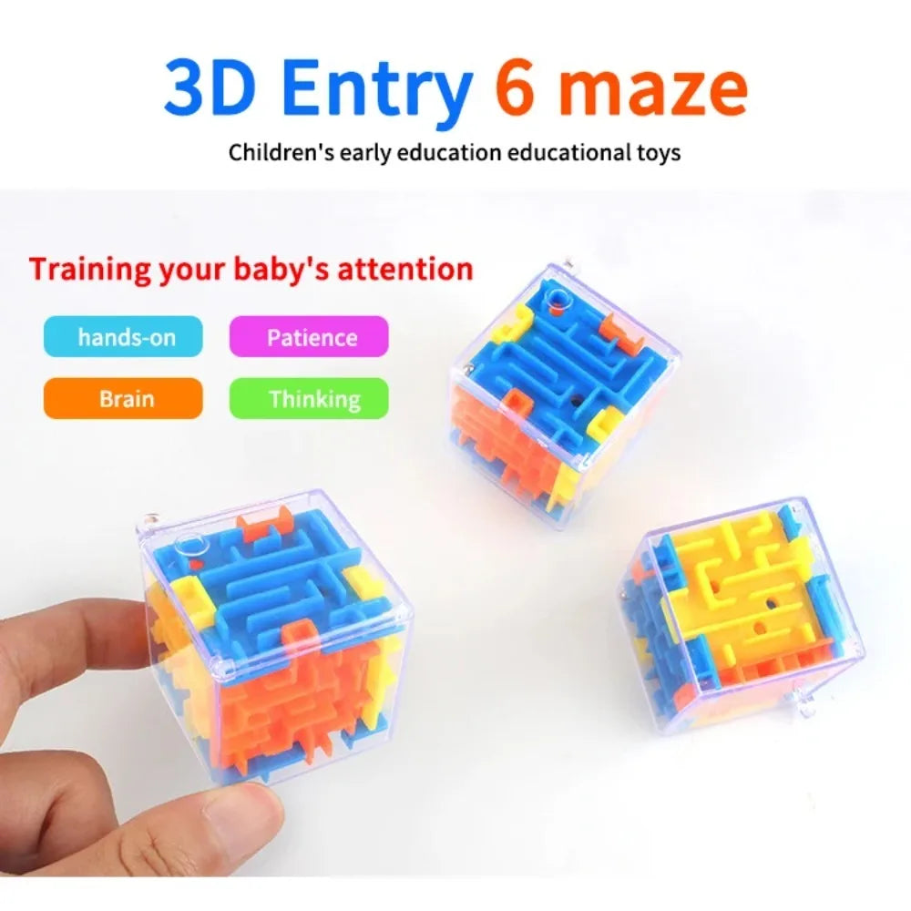 Mini 3D Maze Puzzle Cube - 4cm Six-Sided Transparent Speed Cube with Rolling Ball, Brain Teaser Toy & Stress Reliever for Kids
