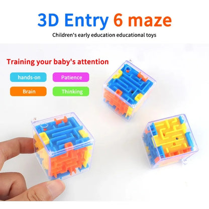 Mini 3D Maze Puzzle Cube - 4cm Six-Sided Transparent Speed Cube with Rolling Ball, Brain Teaser Toy & Stress Reliever for Kids