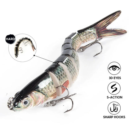 Multi-Jointed Swimbait Fishing Lure - Slow Sinking Bionic Crank Bait for Freshwater & Saltwater Bass and Trout