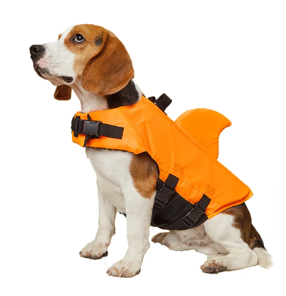 Enhanced Buoyancy Dog Life Jacket - Safety Swimming Vest with Handle for Small Medium Large Dogs - Shark Design Surfing Gear