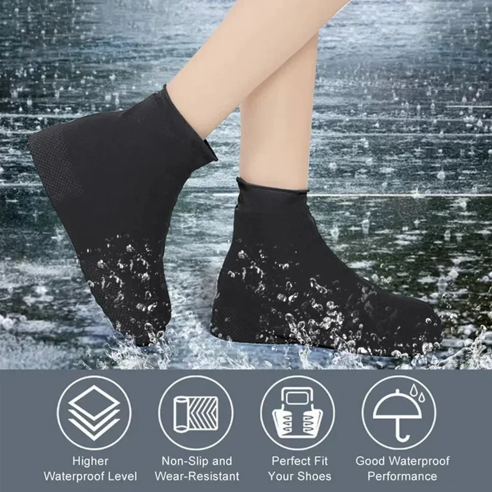 Silicone Waterproof Shoe Covers - Slip-Resistant Reusable Rain Boot Protectors for Outdoor Activities