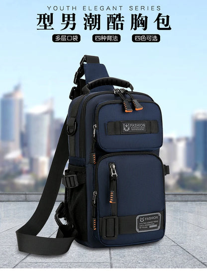 Men's Oxford Chest Pack - Unisex Crossbody Waist Bag with Zipper Pockets