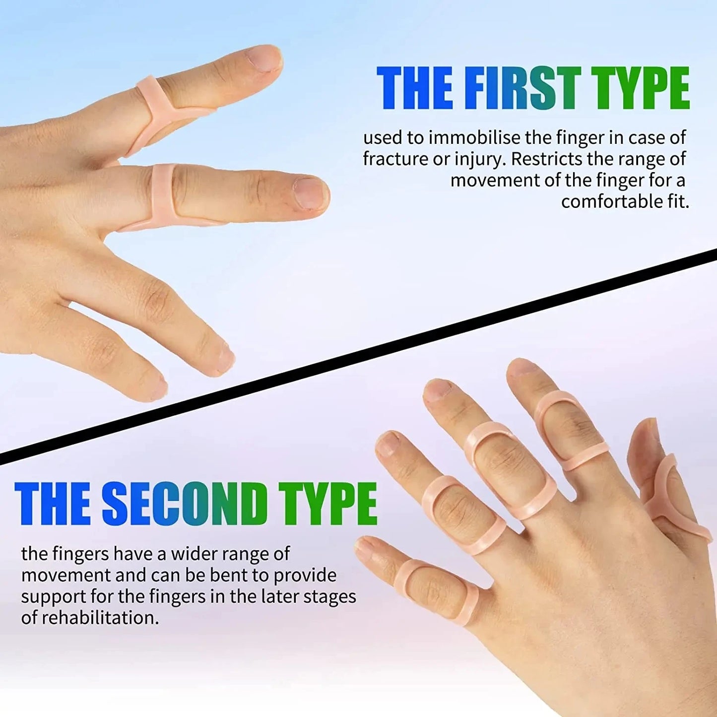 Finger Splint Support Set - 5 Piece Adjustable Brace for Fractures and Arthritis