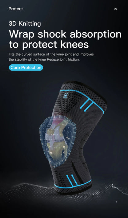 Compression Knee Support Sleeve - Elastic Breathable Knee Brace with Cushioning for Basketball, Volleyball, Running & Gym