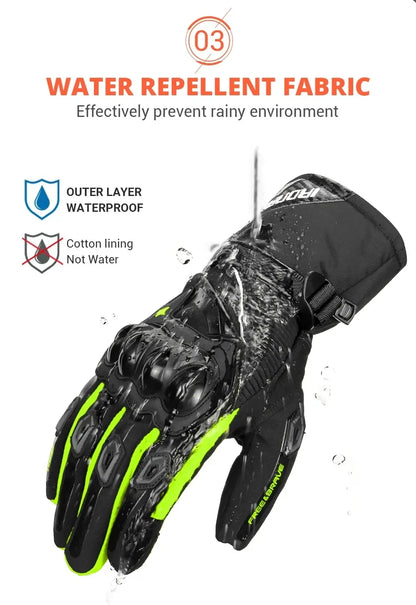 Waterproof Winter Motorcycle Gloves - Full Finger Protection with Touch Screen - Model WN-01