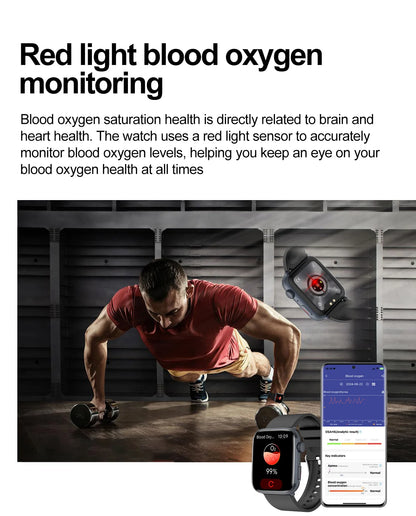 AI Smart Health Watch - HRV+PPG Blood Pressure & Heart Rate Monitor with IP68 Waterproof & NFC