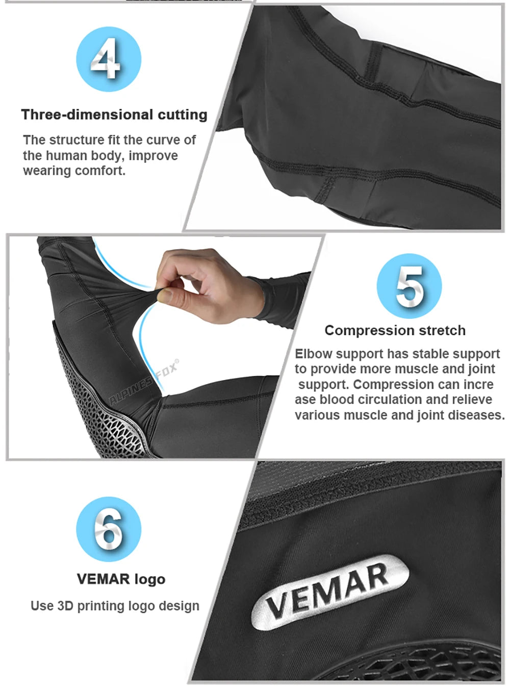 VEMAR Motorcycle Knee and Elbow Pads - Breathable Anti-Fall Protection Guards for Motocross, MTB, DH Cycling - High Elasticity Sleeves