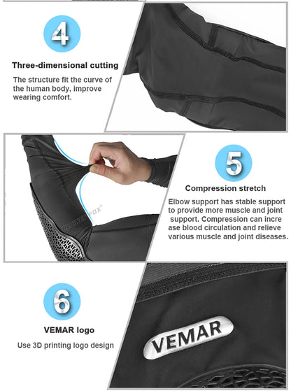 VEMAR Motorcycle Knee and Elbow Pads - Breathable Anti-Fall Protection Guards for Motocross, MTB, DH Cycling - High Elasticity Sleeves