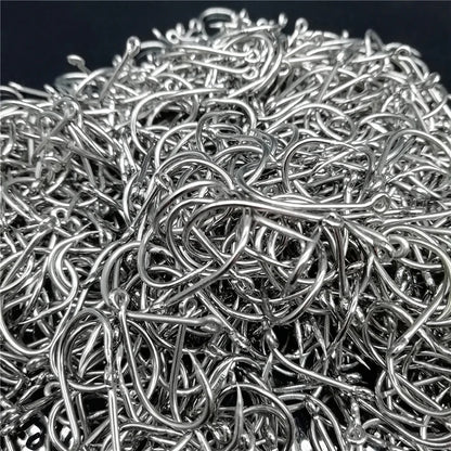 Professional Fishing Hook Set - 200 Pieces Eyed Circle Jighead Hooks, Sizes 3-12, Barbed Design for Carp Fishing and General Angling