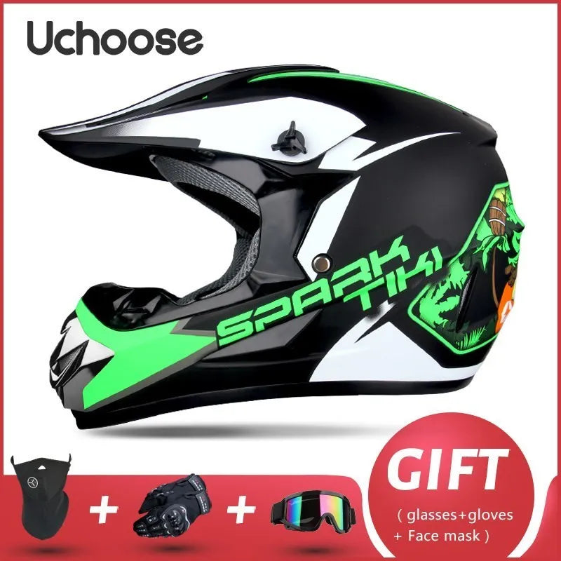 DOT Certified Professional Off-Road Motorcycle Helmet - Adults & Children - Downhill Racing Motor Helmet with Free Gift