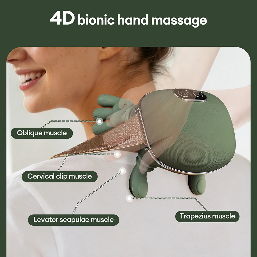 Wireless Neck & Shoulder Massager - Bionic Finger Cervical Trapezius Kneading Massage Shawl with Brushless Motor