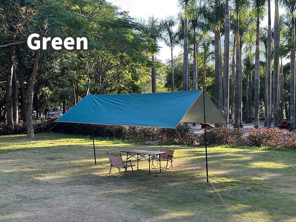 Waterproof Camping Tarp - 3500mm PU Coated 190T Polyester Sun Shelter with UV Protection - Multiple Sizes Available