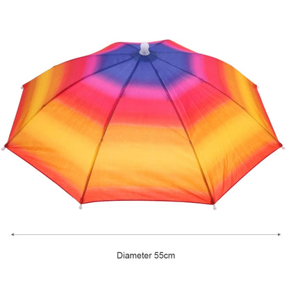 Foldable Umbrella Hat - Waterproof Hands-Free Rain & Sun Protection for Fishing, Camping & Beach (55-95CM Adjustable)