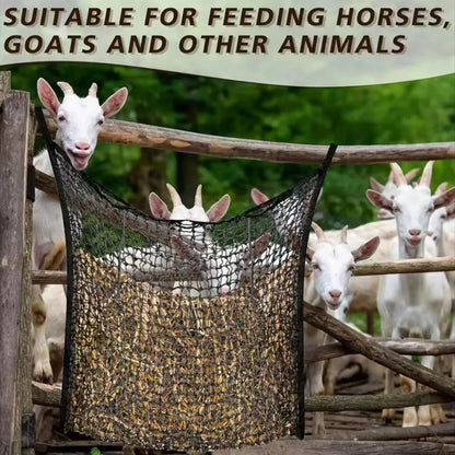 Large Capacity Slow Feed Hay Net - Hanging Feeder Bag for Horses, Goats & Sheep