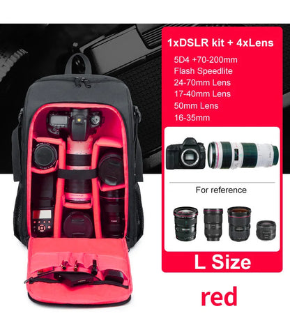 Waterproof Camera Backpack - Oxford Cloth Photography Bag for Outdoor DSLR Use