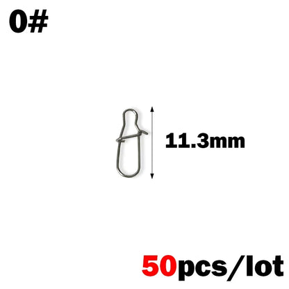 50PCS Stainless Steel Pin Swivel Fishing Accessories - Connector Lure Clip Rolling Swivels for Sea Fishing