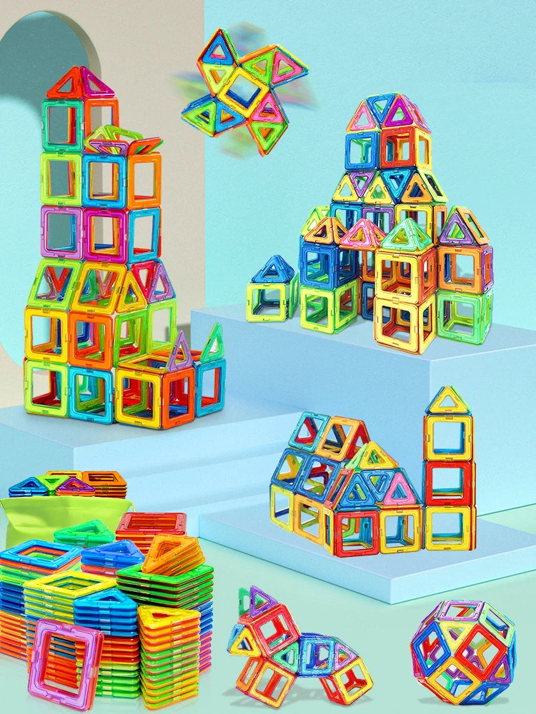 Magnetic Building Blocks Set - Medium Size 60-Piece STEM Construction Toy, Educational DIY Magnet Tiles for Learning & Creative Play