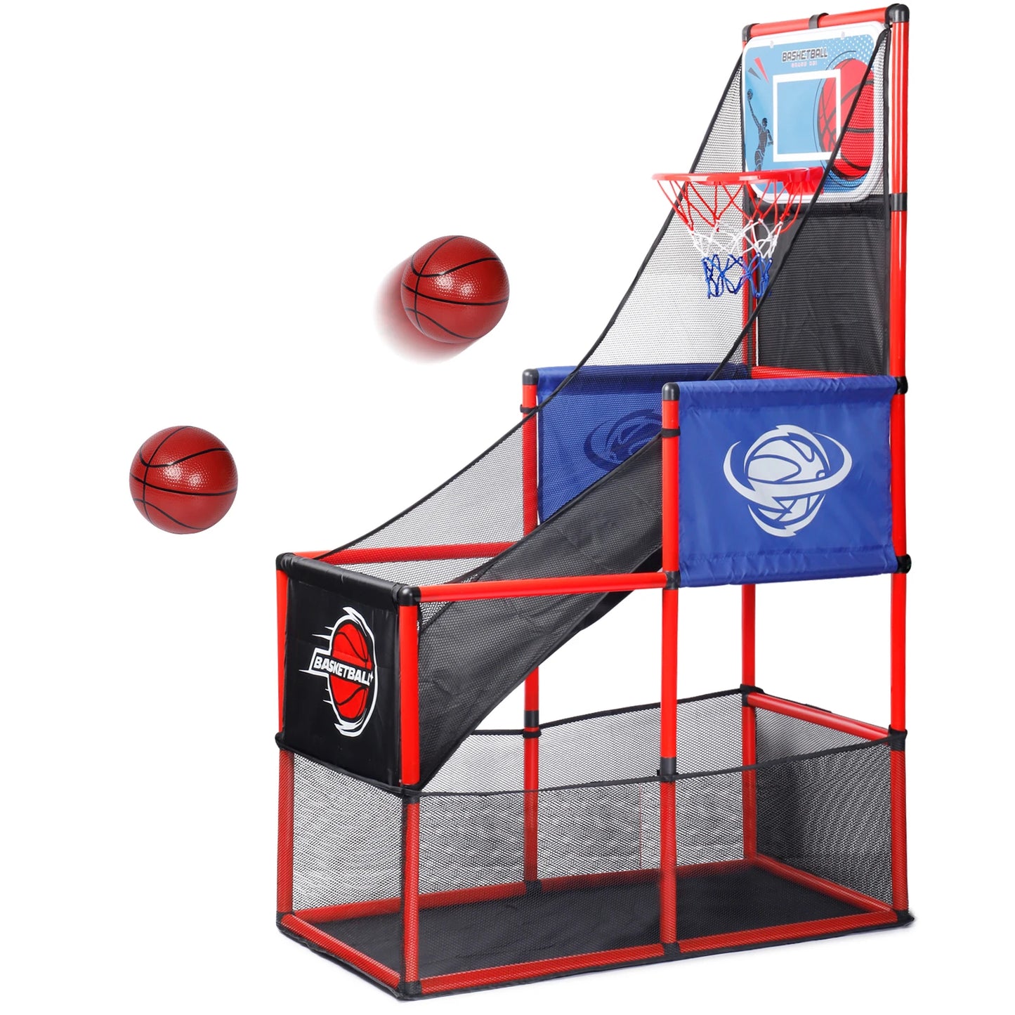 Indoor/Outdoor Arcade Basketball Game Set - Complete with Hoop and Balls for Kids Competition