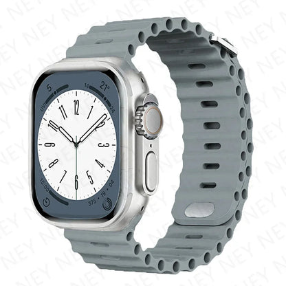 Ocean Strap Silicone Band for Apple Watch - Compatible with Ultra 2, Series 9/8/7/6/5/4/3/SE - All Sizes (49mm, 45mm, 44mm, 42mm, 41mm, 40mm) - Premium Silicone Bracelet Wristband