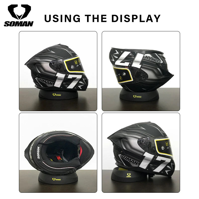 SOMAN Portable Motorcycle Helmet Stand - Donut Ring Support Pad - Scratch-Resistant Anti-Skid Protection