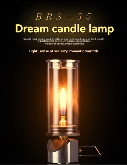 BRS-55 Windproof Gas Candle Lamp - Dreamlike Candlelight Tent Lighting for Outdoor Camping