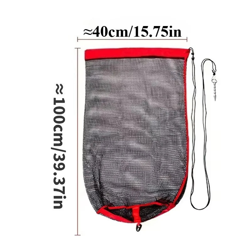 Collapsible Live Fish Net - Thickened Mesh Fishing Bag with Bundle Mouth for Crayfish, Shrimp, Smelt, and Eels