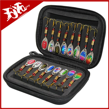 Premium Metal Spoon Spinner Fishing Lures - 16-Piece Complete Set with Spoonbaits, Crankbaits & Wobblers for Pike Fishing - Artificial Bait Kit