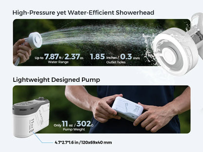 Portable Electric Camping Shower Pump IPX7 Waterproof – FLEXTAIL Outdoor Shower for Car Wash, Dishwash (Without Box)