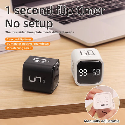 Digital Flip Timer with Vibration and Sound Alerts - 5-60 Minute Countdown
