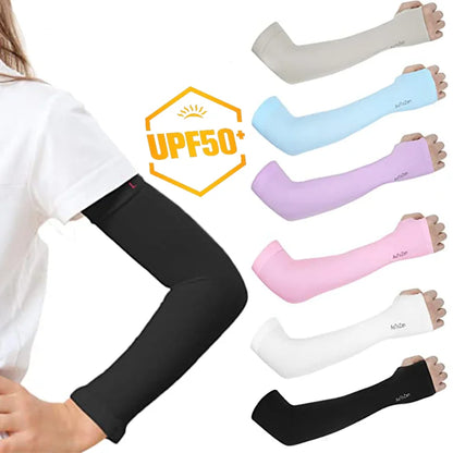 Kids Ice Silk Cooling Arm Sleeves - UV Sun Protection Elastic Sleeves for Boys & Girls Ages 4-12 (Summer Sports & Beach)