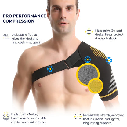 Compression Shoulder Brace - Adjustable Support for Rotator Cuff, Tendonitis, Dislocation & Shoulder Injuries (Men & Women)