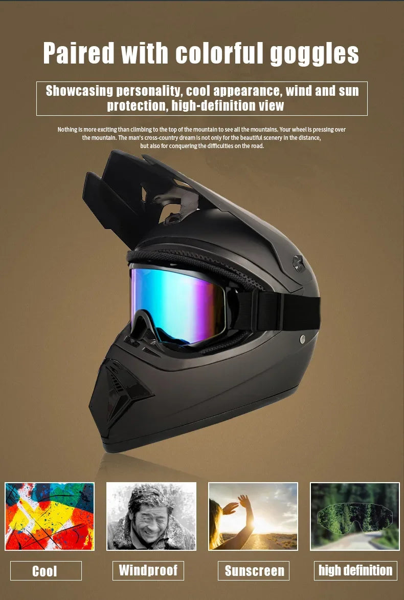 Kids Motocross Helmet Kit - DOT/ECE Certified Full-Face Helmet with Goggles & Gloves (Youth Off-Road Protection Set)