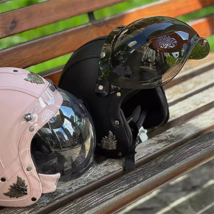 Retro Motorcycle Helmet Bubble Visor - Anti-Fog UV Protection HD Lens for Open Face Half Helmets