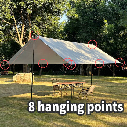 Waterproof Camping Tarp - 3500mm PU Coated 190T Polyester Sun Shelter with UV Protection - Multiple Sizes Available