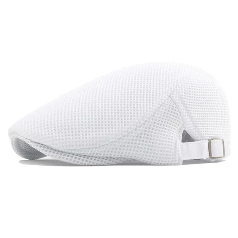 Breathable Mesh Newsboy Cap - Adjustable Flat Cap for Active & Casual Wear
