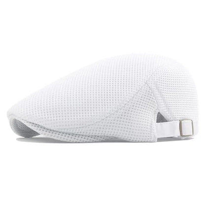 Breathable Mesh Newsboy Cap - Adjustable Flat Cap for Active & Casual Wear