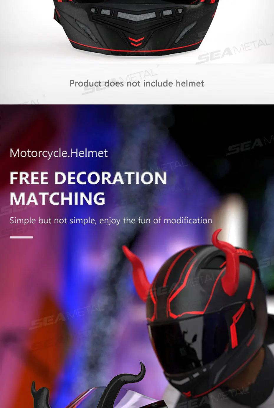 Devil Horns Motorcycle Helmet Decoration - 2-Piece Set with Suction Mount | Cosplay Styling Accessory