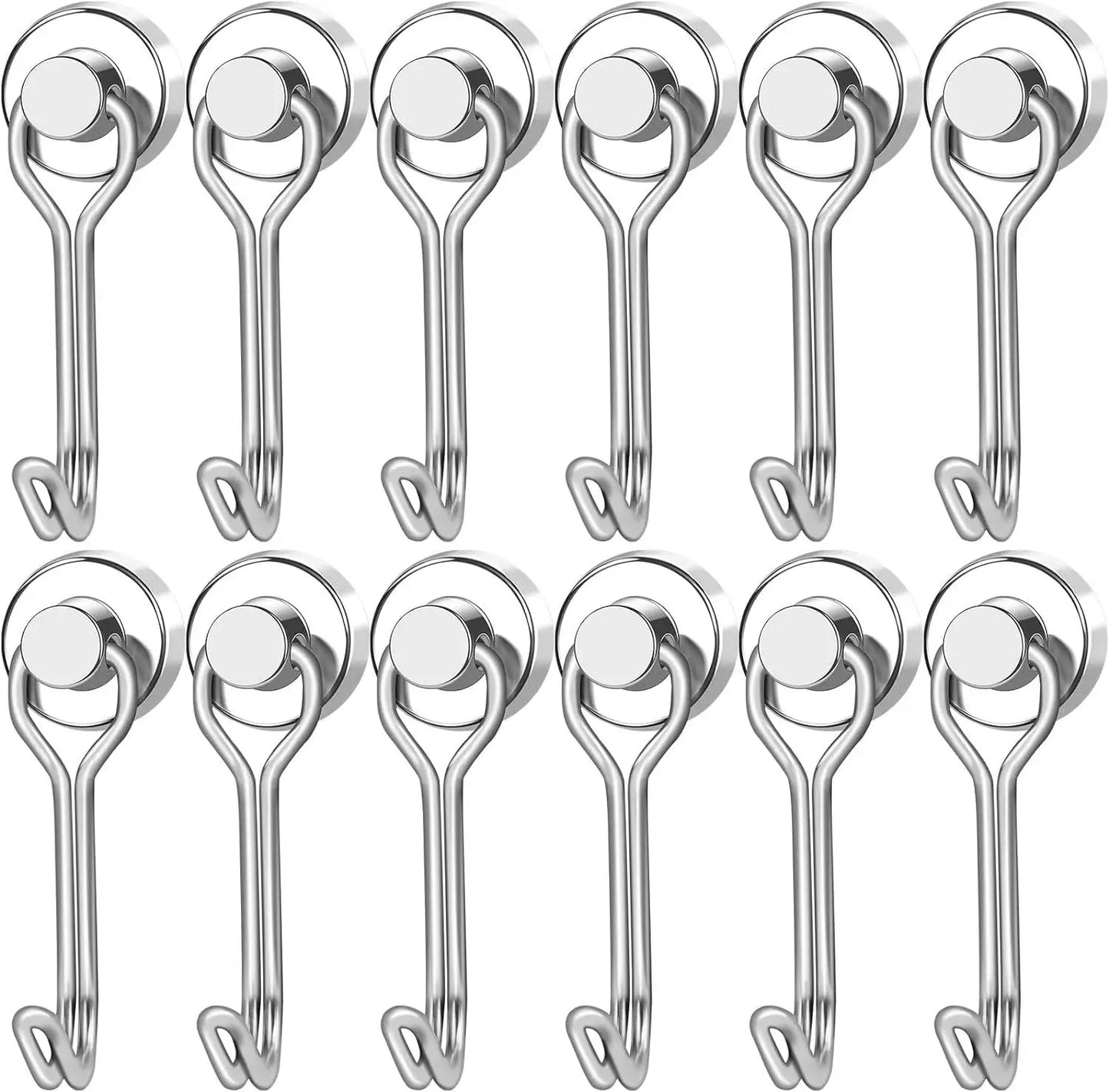Heavy Duty Neodymium Magnetic Hooks - Extra Strong Magnets for Camping, Garage & Outdoor Storage (10-30 lbs, 3-20 Pack)