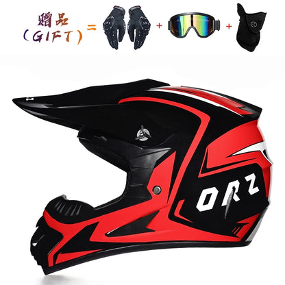 Kids Flip-Up Motorcycle Helmet - Off-Road Motocross ATV Dirt Bike Downhill MTB DH Racing + 3 Free Gifts