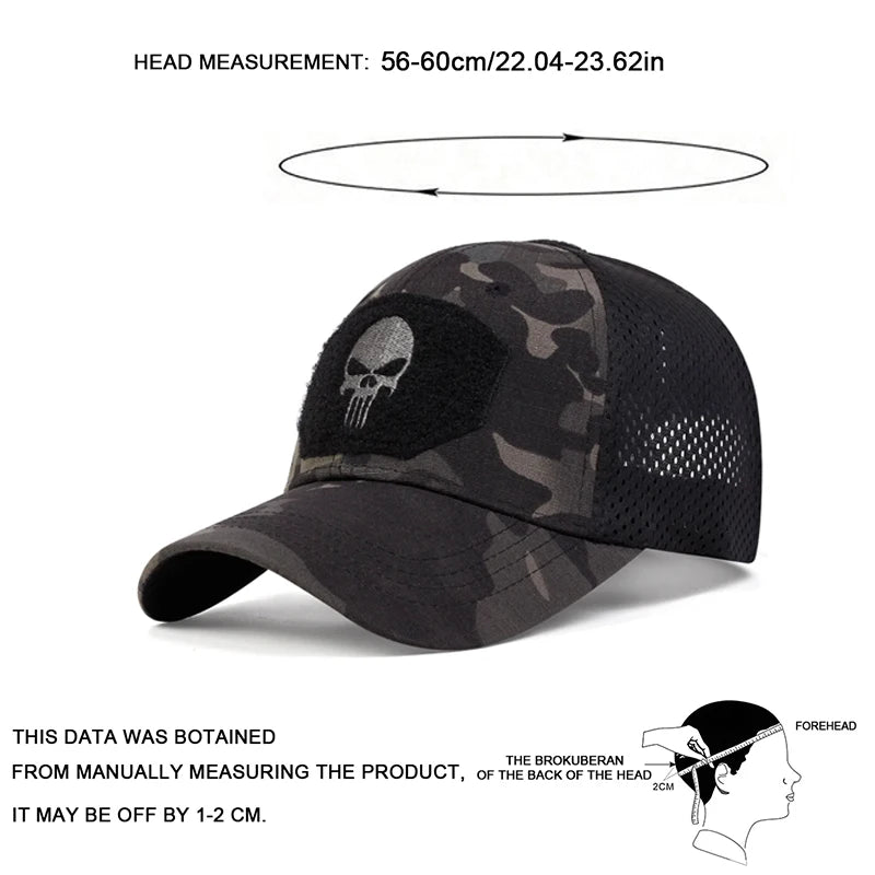 Unisex Skull Embroidered Baseball Cap - Breathable Adjustable Sun Hat for Spring & Autumn Outdoor