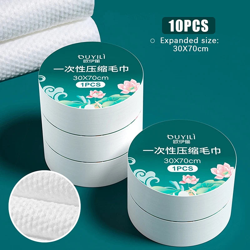 Compressed Travel Towels – 10-Pack (30×70cm)