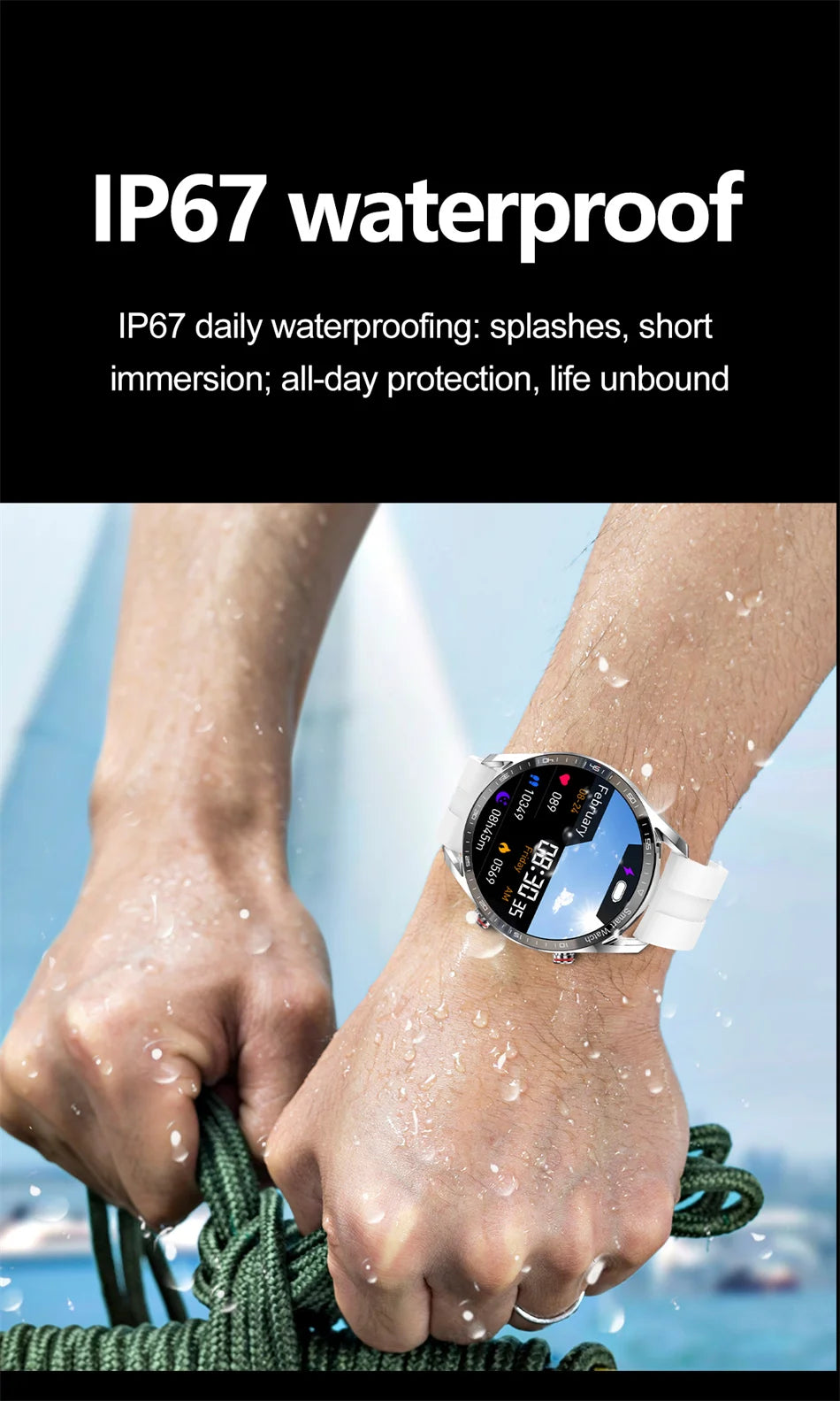 1.53" Full Touch Screen Smart Watch - Multi-Sport Mode with ECG+PPG, Waterproof & Bluetooth Call