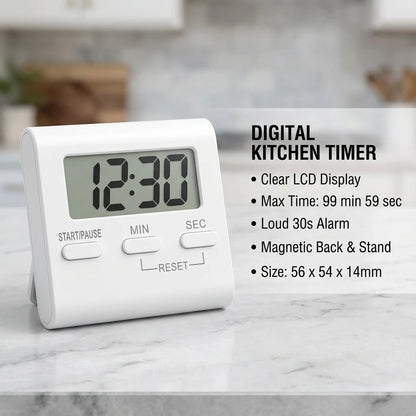 Digital Countdown Timer - Magnetic LCD Kitchen Timer with Stand