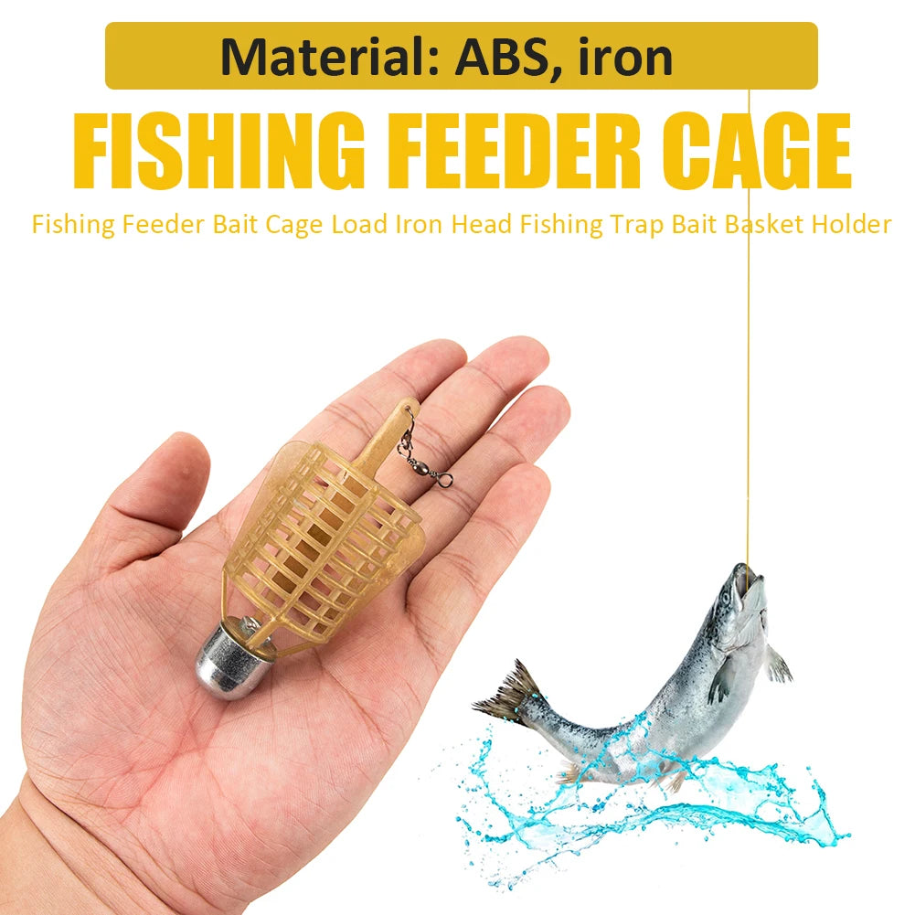 Fishing Bait Cage with Iron Head - Spherical Explosion Basket Feeder Holder Hook Tackle