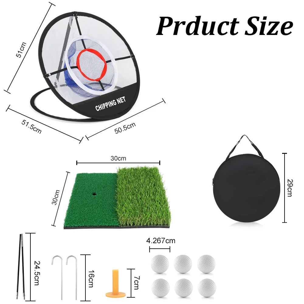 Pop-Up Golf Chipping Net with Hitting Mat - Portable Folding Training Target for Accuracy and Swing Practice